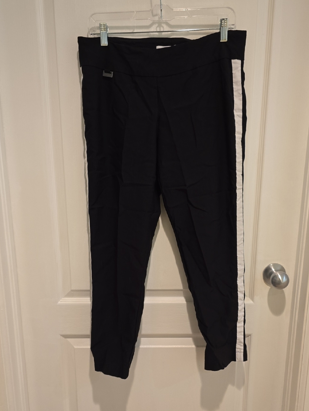 Peck & Peck Black Track Pants with White Side Stripe